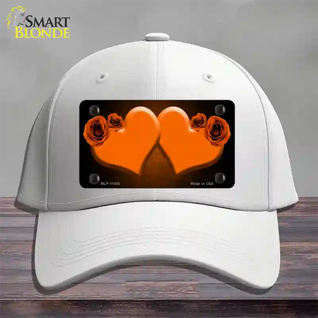 Hearts Over Roses In Orange Novelty License Plate Hat Cotton / White