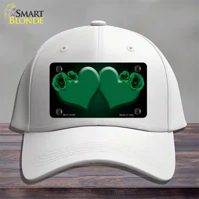 Hearts Over Roses In Green Novelty License Plate Hat Cotton / White