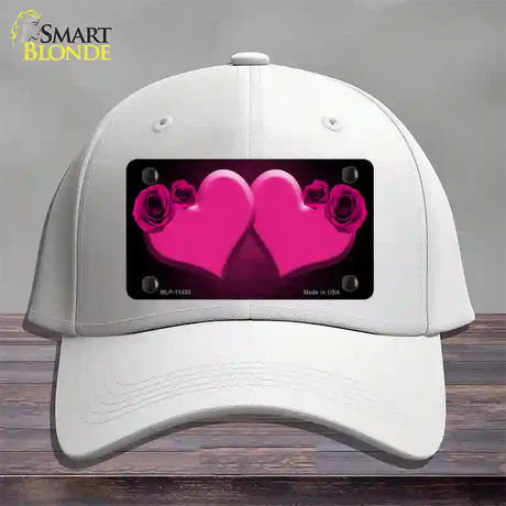 Hearts Over Roses In Pink Novelty License Plate Hat Cotton / White