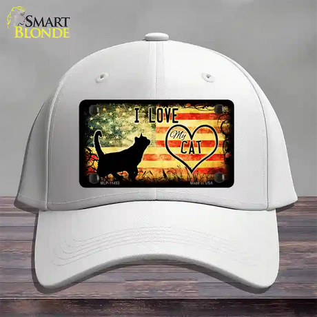 I Love My Cat Novelty License Plate Hat Cotton / White