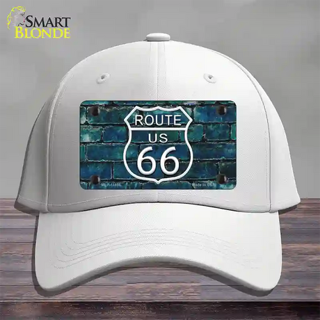 Route 66 Blue Brick Wall Novelty License Plate Hat Cotton / White