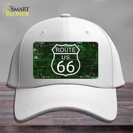 Route 66 Green Brick Wall Novelty License Plate Hat Cotton / White