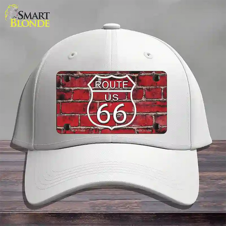 Route 66 Red Brick Wall Novelty License Plate Hat Cotton / White