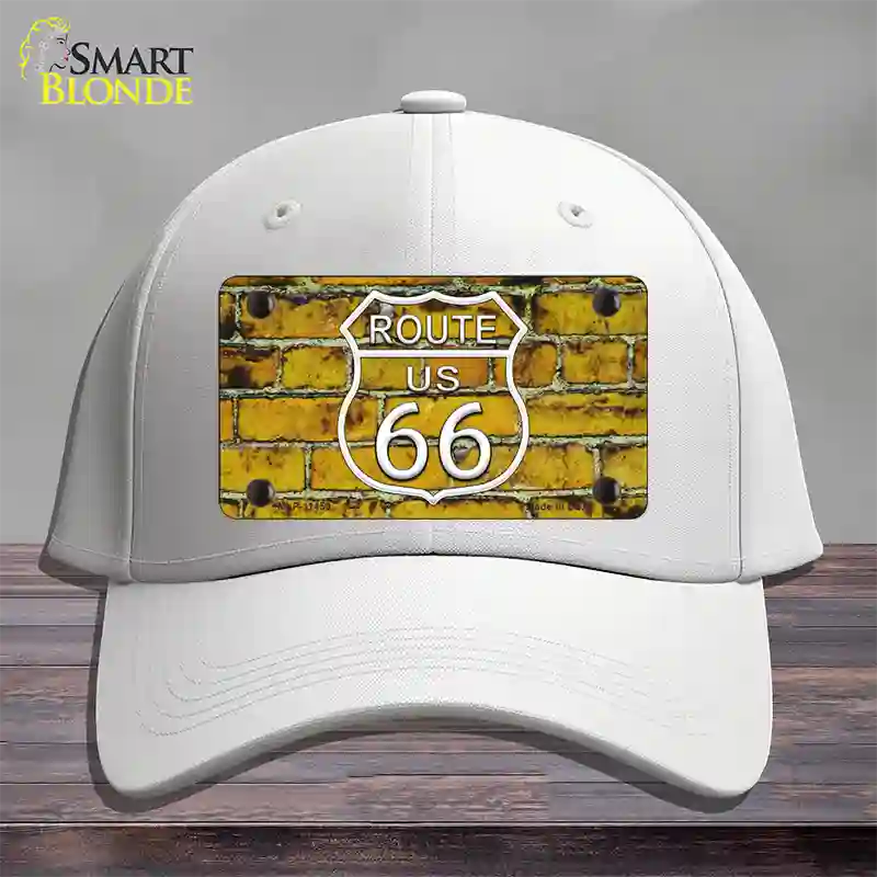 Route 66 Yellow Brick Wall Novelty License Plate Hat Cotton / White