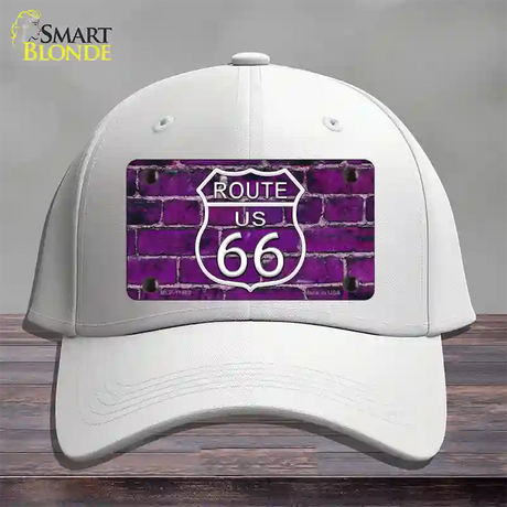 Route 66 Purple Brick Wall Novelty License Plate Hat Cotton / White