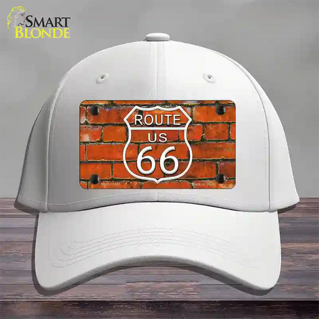 Route 66 Orange Brick Wall Novelty License Plate Hat Cotton / White