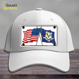 Connecticut Crossed US Flag Novelty License Plate Hat Cotton / White