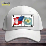 Delaware Crossed US Flag Novelty License Plate Hat Cotton / White