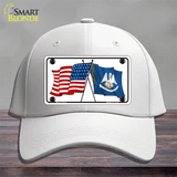 Louisiana Crossed US Flag Novelty License Plate Hat Cotton / White