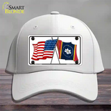 Mississippi Crossed US Flag Novelty License Plate Hat Cotton / White