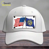 Nebraska Crossed US Flag Novelty License Plate Hat Cotton / White