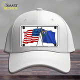 Nevada Crossed US Flag Novelty License Plate Hat Cotton / White