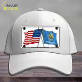 Oklahoma Crossed US Flag Novelty License Plate Hat Cotton / White