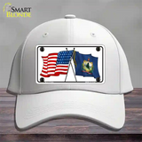 Vermont Crossed US Flag Novelty License Plate Hat Cotton / White