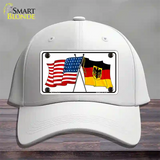 Germany Crossed US Flag Novelty License Plate Hat Cotton / White