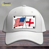 England Crossed US Flag Novelty License Plate Hat Cotton / White