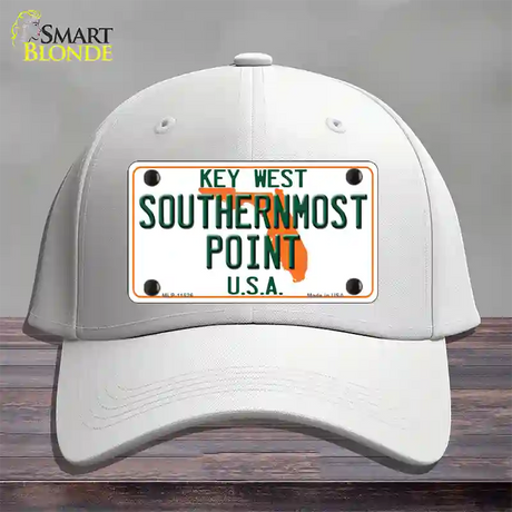 Key West Southernmost Point Novelty License Plate Hat Cotton / White