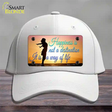 Happiness Way Of Life Sunset Novelty License Plate Hat Cotton / White