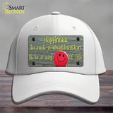 Happiness Way Of Life Ball Novelty License Plate Hat Cotton / White