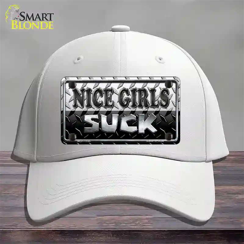 Nice Girls Suck Novelty License Plate Hat Cotton / White