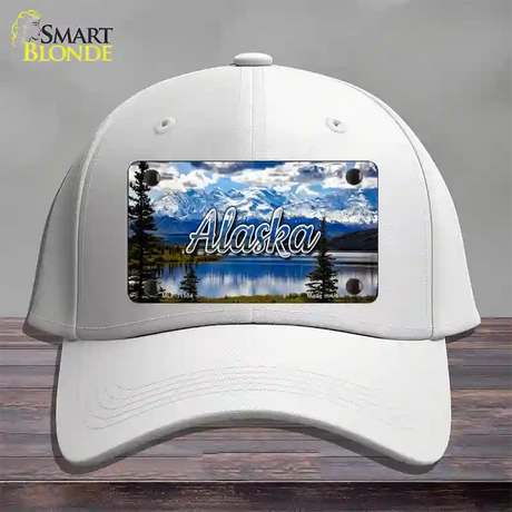 Alaska Snowy Mountains State Novelty License Plate Hat Cotton / White