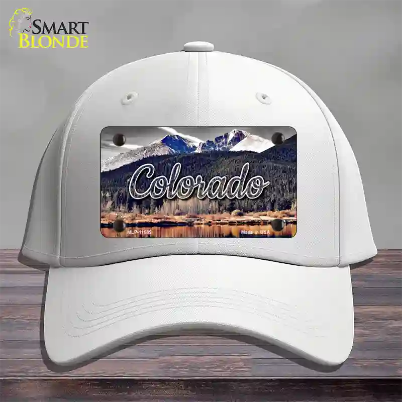 Colorado Forest and Mountains State Novelty License Plate Hat Cotton / White