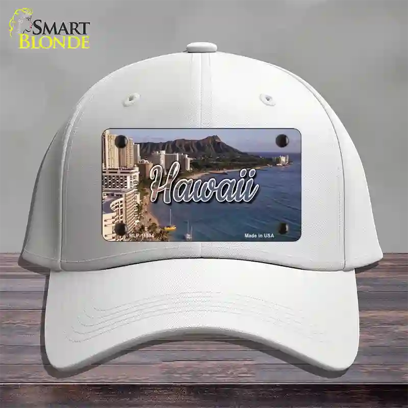 Hawaii Beach State Novelty License Plate Hat Cotton / White