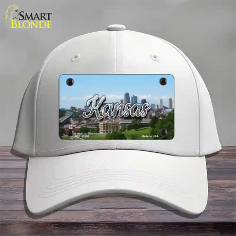 Kansas Downtown Skyline State Novelty License Plate Hat Cotton / White