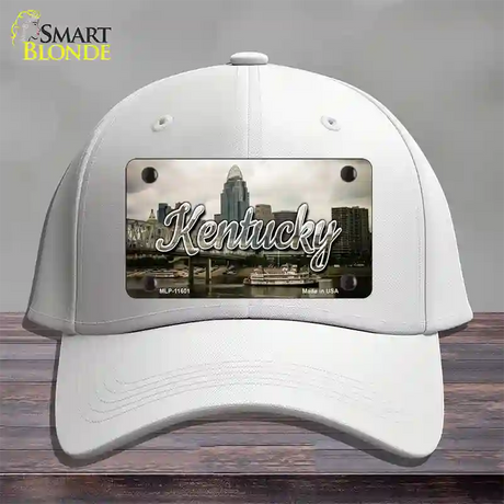 Kentucky City Skyline State Novelty License Plate Hat Cotton / White