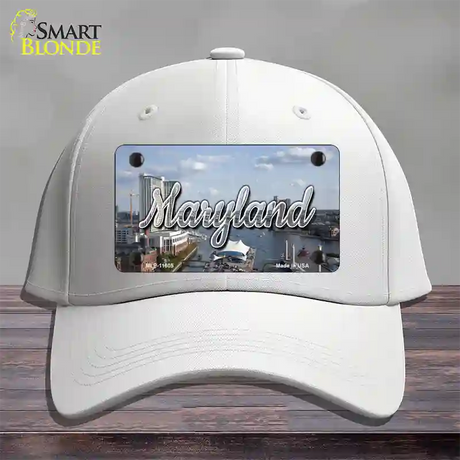 Maryland River Skyline State Novelty License Plate Hat Cotton / White