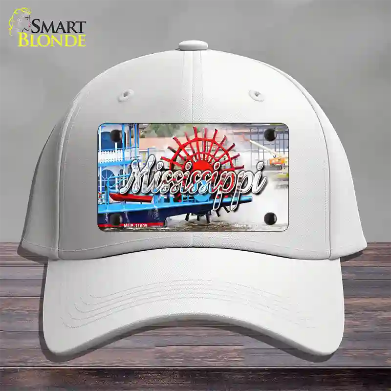 Mississippi Boat State Novelty License Plate Hat Cotton / White