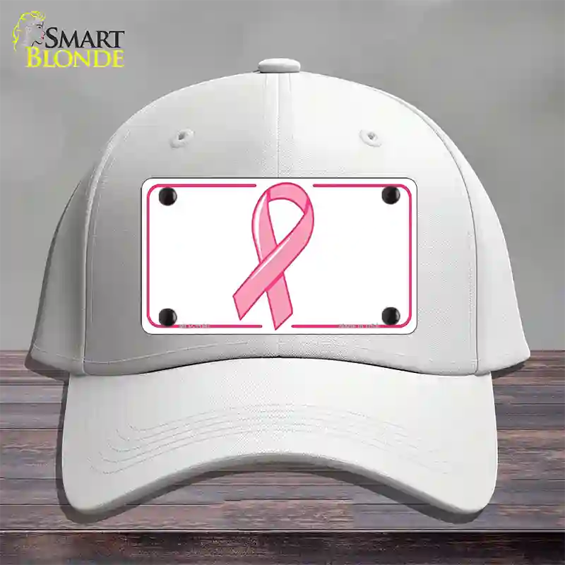 Breast Cancer Ribbon Novelty License Plate Hat Cotton / White