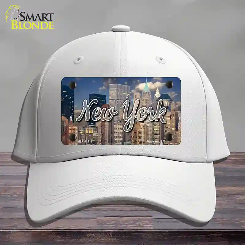 New York City Skyline State Novelty License Plate Hat Cotton / White