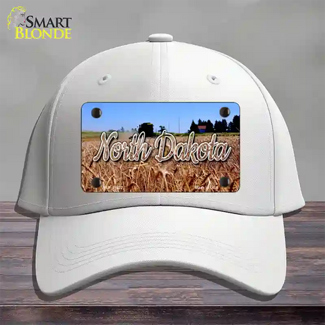 North Dakota Wheat Farm State Novelty License Plate Hat Cotton / White