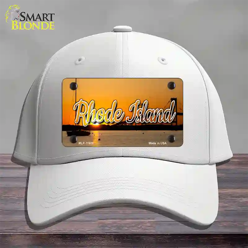 Rhode Island River Sunset State Novelty License Plate Hat Cotton / White