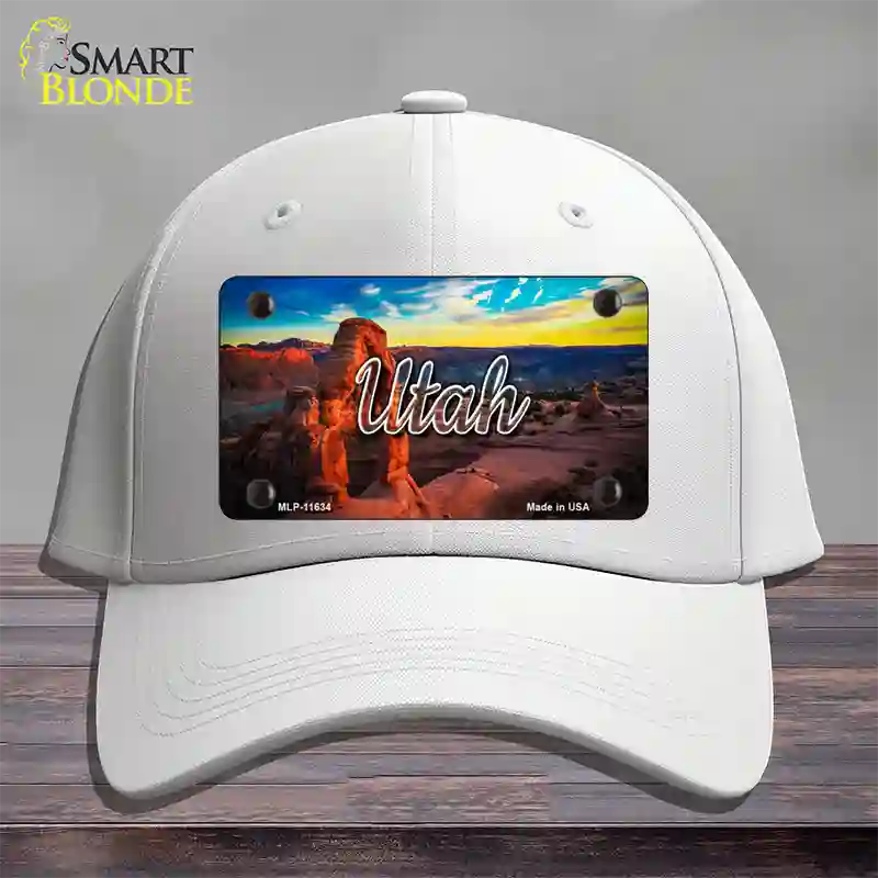 Utah Canyon Arch State Novelty License Plate Hat Cotton / White