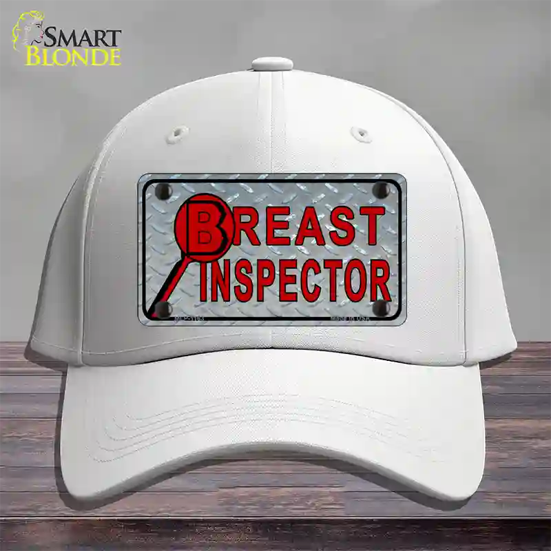 Breast Inspector Novelty License Plate Hat Cotton / White