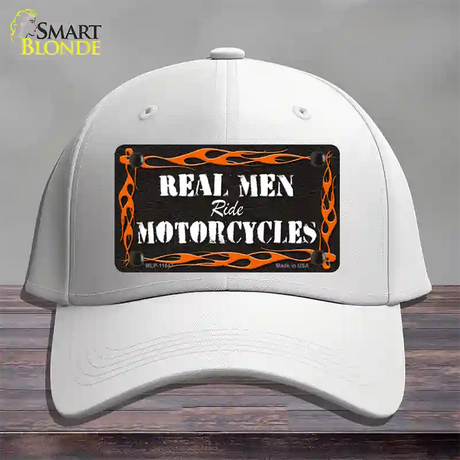 Real Men Ride Motorcycles Novelty License Plate Hat Cotton / White