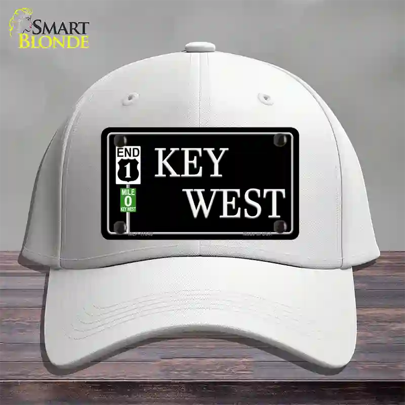 Key West Highway Sign Novelty License Plate Hat Cotton / White