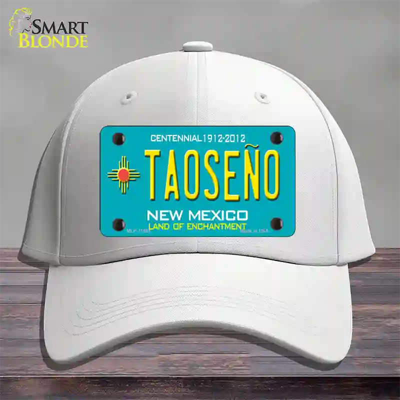 Taoseno Teal New Mexico Novelty License Plate Hat Cotton / White