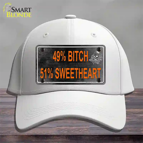 49 Percent Bitch 51 Percent Sweet Novelty License Plate Hat Cotton / White