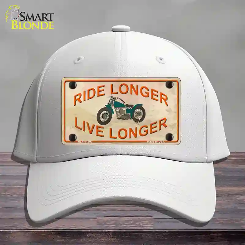 Ride Longer Live Longer Novelty License Plate Hat Cotton / White