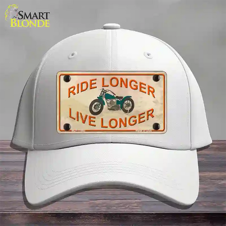 Ride Longer Live Longer Novelty License Plate Hat Cotton / White