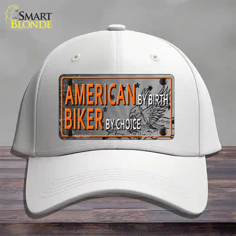 American Biker Novelty License Plate Hat Cotton / White