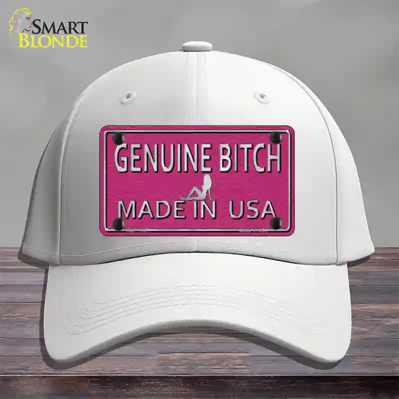 Genuine Bitch Made In USA Novelty License Plate Hat Cotton / White