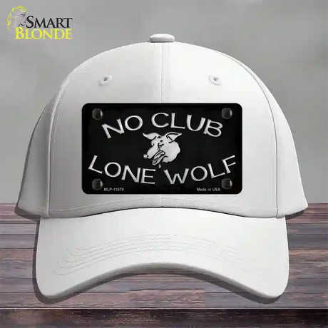 No Club Lone Wolf Novelty License Plate Hat Cotton / White