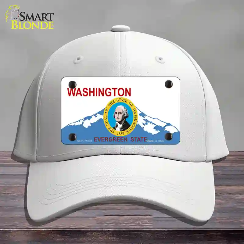 Washington Seal And State Novelty License Plate Hat Cotton / White