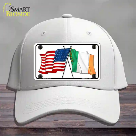 Ireland USA Crossed Flag Novelty License Plate Hat Cotton / White