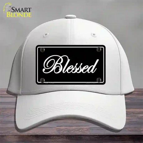 Blessed Black Novelty License Plate Hat Cotton / White