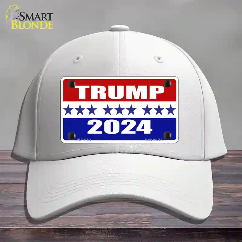 Trump 2024 Star Novelty License Plate Hat Cotton / White